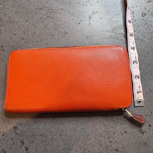 Hermes Zippered Wallet Orange and Blue Designer Luxury - Picture 3 of 7